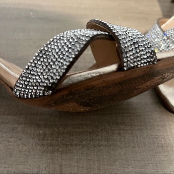 Schutz Jolita Crystal-Embellished Metallic Leather Sandals Gold Size 8.5B - Picture 5 of 12